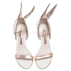 Pre Owned Sophia Webster Metallic Rose Gold Leather Chiara Butterfly Ankle Strap Sandals Size 36