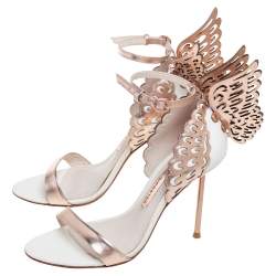 Pre Owned Sophia Webster Metallic Rose Gold Leather Chiara Butterfly Ankle Strap Sandals Size 36