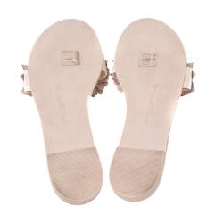 Pre Owned Sophia Webster Beige Patent Leather Lilico Flower Embellished Flat Slides Size 37