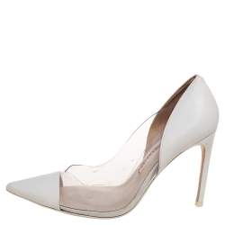 Sophia Webster White Leather And PVC Pointed Toe Pumps Size 40