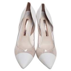 Sophia Webster White Leather And PVC Pointed Toe Pumps Size 40