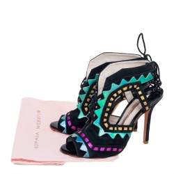 Sophia Webster Multicolor Suede And Leather Riko Cutout Sandals Size 37
