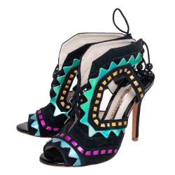 Sophia Webster Multicolor Suede And Leather Riko Cutout Sandals Size 37