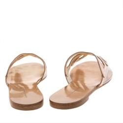 Sophia Webster Metallic Rose Gold Leather And PVC Madame Butterfly Flat Slide Size 38