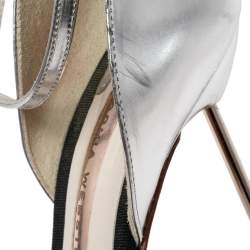 Sophia Webster Silver Leather Chiara Butterfly Ankle-Strap Sandals Size 37