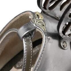 Sophia Webster Silver Leather Chiara Butterfly Ankle-Strap Sandals Size 37