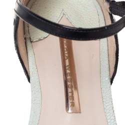 Pre Owned Sophia Webster Multicolor Patent Leather And Leather Floral Embellished Ankle Strap Flat Sandals Size 37.5