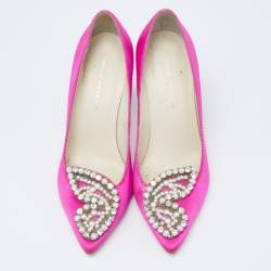 Pre Owned Sophia Webster Pink Satin Crystal Embellished Bibi Pumps Size 37.5