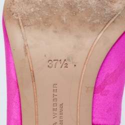 Pre Owned Sophia Webster Pink Satin Crystal Embellished Bibi Pumps Size 37.5