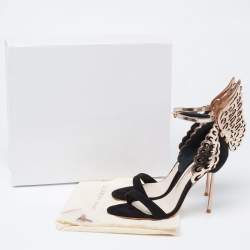 Pre Owned Sophia Webster Black/Rose Gold Suede Evangeline Ankle-Strap Sandals Size 37.5