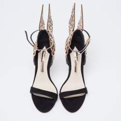 Pre Owned Sophia Webster Black/Rose Gold Suede Evangeline Ankle-Strap Sandals Size 37.5