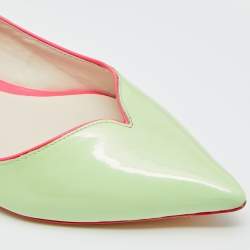 Pre Owned Sophia Webster Green Leather Pointed Toe Ballet Flats Size 37