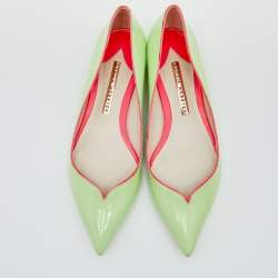 Pre Owned Sophia Webster Green Leather Pointed Toe Ballet Flats Size 37
