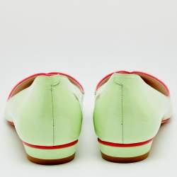 Pre Owned Sophia Webster Green Leather Pointed Toe Ballet Flats Size 37