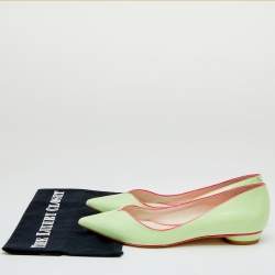 Pre Owned Sophia Webster Green Leather Pointed Toe Ballet Flats Size 37