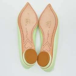 Pre Owned Sophia Webster Green Leather Pointed Toe Ballet Flats Size 37