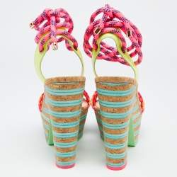 Pre Owned Sophia Webster Multicolor Leather And Cork Platform Sandals Size 39.5