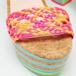 Pre Owned Sophia Webster Multicolor Leather And Cork Platform Sandals Size 39.5