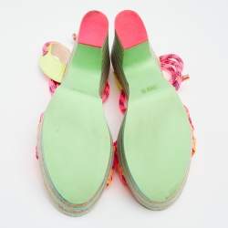 Pre Owned Sophia Webster Multicolor Leather And Cork Platform Sandals Size 39.5