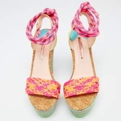 Pre Owned Sophia Webster Multicolor Leather And Cork Platform Sandals Size 39.5