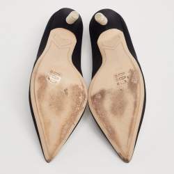 Pre Owned Sophia Webster Black Satin Coco Crystal Embellished Heel Pumps Size 39.5