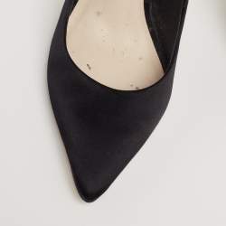 Pre Owned Sophia Webster Black Satin Coco Crystal Embellished Heel Pumps Size 39.5