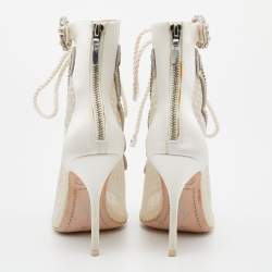 Pre Owned Sophia Webster White Satin And Lace Selina Booties Size 39