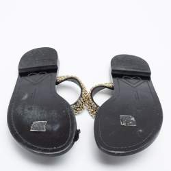 Sophia Webster Black Leather Crystal Embellished Slide Flats Size 36