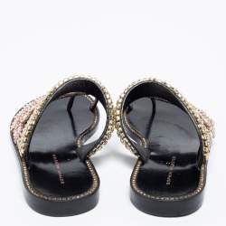 Sophia Webster Black Leather Crystal Embellished Slide Flats Size 36
