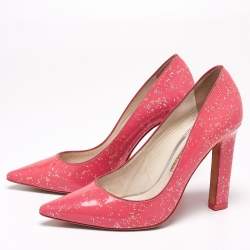 Sophia Webster Pink Patent Glitter Leather Pointed-Toe Pumps Size 39.5