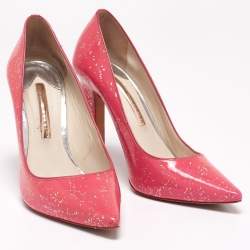 Sophia Webster Pink Patent Glitter Leather Pointed-Toe Pumps Size 39.5