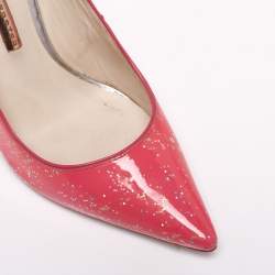 Sophia Webster Pink Patent Glitter Leather Pointed-Toe Pumps Size 39.5