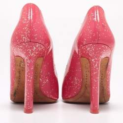 Sophia Webster Pink Patent Glitter Leather Pointed-Toe Pumps Size 39.5