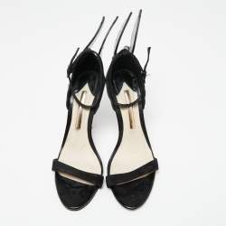 Sophia Webster Black/Silver Leather and Suede Chiara Ankle-Strap Sandals Size 38
