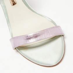 Pre Owned Sophia Webster Mint Green/Lilac Satin and Leather Evangeline Ankle-Strap Sandals Size 38