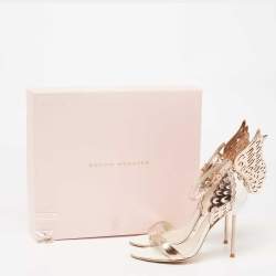 Pre Owned Sophia Webster Rose Gold/White Leather Evangeline Ankle-Strap Sandals Size 36