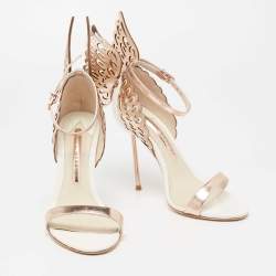 Pre Owned Sophia Webster Rose Gold/White Leather Evangeline Ankle-Strap Sandals Size 36