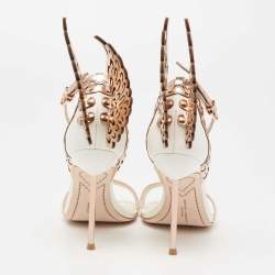 Pre Owned Sophia Webster Rose Gold/White Leather Evangeline Ankle-Strap Sandals Size 36