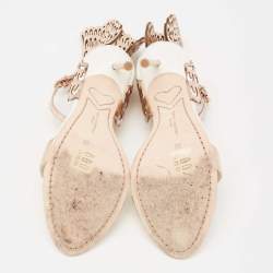 Pre Owned Sophia Webster Rose Gold/White Leather Evangeline Ankle-Strap Sandals Size 36