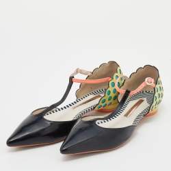 Sophia Webster Multicolor Leather T-Strap Pointed Toe Flat Sandals Size 36.5
