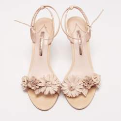 Sophia Webster Beige Leather Lilico Applique Ankle-Strap Sandals Size 41