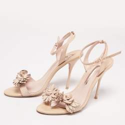 Sophia Webster Beige Leather Lilico Applique Ankle-Strap Sandals Size 41