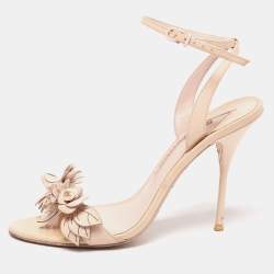 Sophia Webster Beige Leather Lilico Applique Ankle-Strap Sandals Size 41