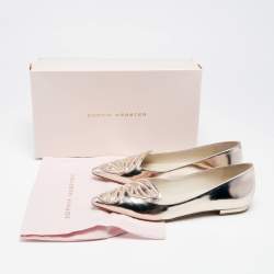 Sophia Webster Metallic Rose Gold Leather Bibi Butterfly Pointed Toe Ballet Flats Size 37.5