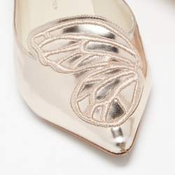 Sophia Webster Metallic Rose Gold Leather Bibi Butterfly Pointed Toe Ballet Flats Size 37.5