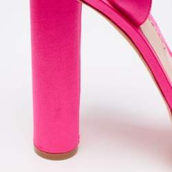 Pre Owned Sophia Webster Neon Pink Satin Crystal Embellished Amanda Platform Sandals Size 40.5