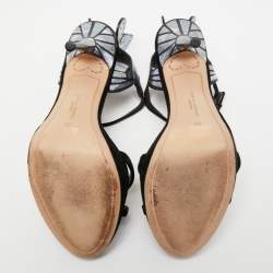 Pre Owned Sophia Webster Black Suede and Leather Evangeline Ankle-Strap Sandals Size 39