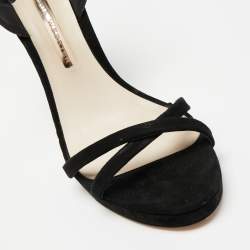 Pre Owned Sophia Webster Black Suede and Leather Evangeline Ankle-Strap Sandals Size 39