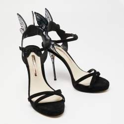 Pre Owned Sophia Webster Black Suede and Leather Evangeline Ankle-Strap Sandals Size 39