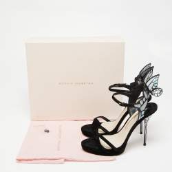 Pre Owned Sophia Webster Black Suede and Leather Evangeline Ankle-Strap Sandals Size 39